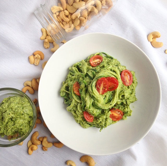 Kale & Cashew Zucchini Pesto Pasta